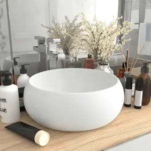 Comparateur de prix : vidaXL Lavabo rond de luxe Blanc mat 40x15 cm Céramique