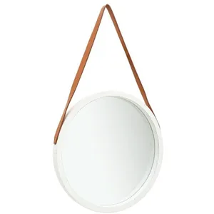Comparateur de prix : vidaXL Miroir mural avec sangle 50 cm Blanc