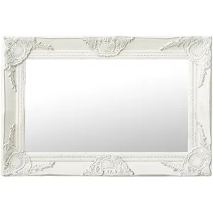 vidaXL Miroir mural style baroque 60x40 cm Blanc pas cher