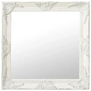 vidaXL Miroir mural style baroque 60x60 cm Blanc pas cher