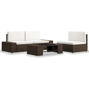 vidaXL Salon de jardin 4 pcs Résine tressée Marron pas cher