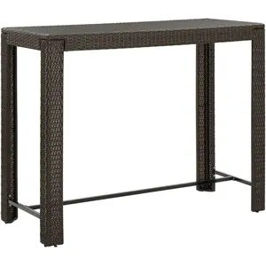 vidaXL Table de bar de jardin Marron 140,5x60,5x110,5cm Résine tressée pas cher