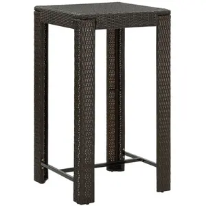 vidaXL Table de bar de jardin Marron 60,5x60,5x110,5 cm Résine tressée pas cher
