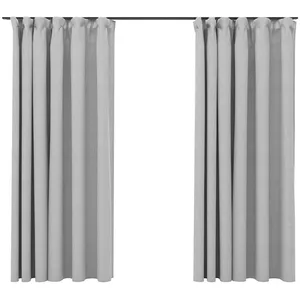Comparateur de prix : vidaXL Rideaux occultants aspect lin avec crochets 2pcs Gris 140x175cm