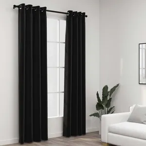 Comparateur de prix : vidaXL Rideaux occultants Aspect de lin 2 pcs Anthracite 140x225 cm