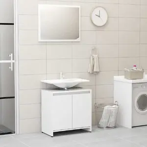 Comparateur de prix : vidaXL Ensemble de meubles de salle de bain Blanc Aggloméré