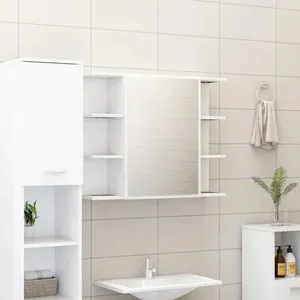 Comparateur de prix : vidaXL Armoire à miroir de salle de bain Blanc Bois d’ingénierie 802606