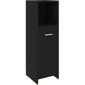 Comparateur de prix : vidaXL Armoire de salle de bain Noir 30x30x95 cm Aggloméré