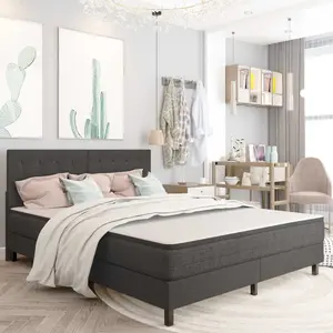 Vidaxl sommier à lattes de lit gris foncé tissu 160x200 cm 3054713