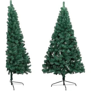 Comparateur de prix : vidaXL Sapin de Noël artificiel moitié avec support vert 210 cm PVC