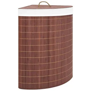 Comparateur de prix : vidaXL Panier à linge d'angle Bambou Marron 60 L