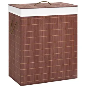 Comparateur de prix : vidaXL Panier à linge avec 2 sections bambou marron 100 L