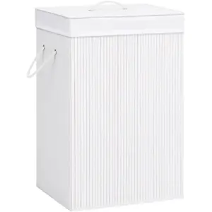 Comparateur de prix : vidaXL Panier à linge avec une seule section bambou blanc
