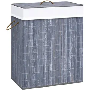 Comparateur de prix : vidaXL Panier à linge avec une seule section bambou gris 83 L