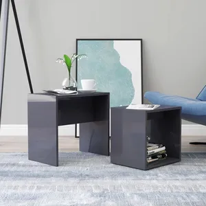 Vidaxl - Ensemble de tables basses Gris brillant 48x30x45 cm Aggloméré pas cher