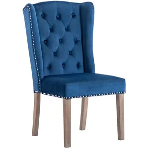 vidaXL Chaise de salle à manger Bleu Velours pas cher