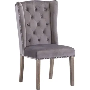 vidaXL Chaise à manger Gris Velours pas cher
