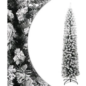 vidaXL Sapin de Noël artificiel mince flocon de neige vert 180 cm PVC pas cher