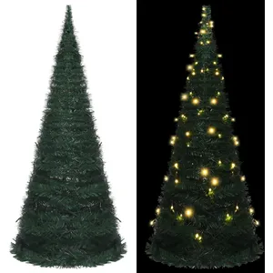 Comparateur de prix : vidaXL Sapin de Noël artificiel pré-éclairé avec guirlandes vert 210cm
