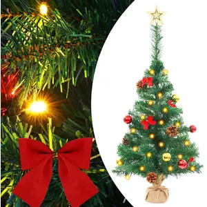 Comparateur de prix : vidaXL Arbre de Noël artificiel pré-éclairé avec boules vert 64 cm