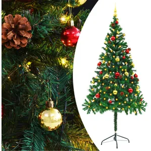 Comparateur de prix : vidaXL Arbre de Noël artificiel pré-éclairé avec boules vert 180 cm
