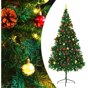 Comparateur de prix : vidaXL Arbre de Noël artificiel pré-éclairé avec boules vert 210 cm