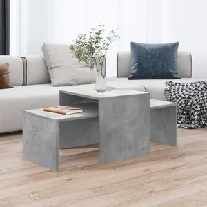 Comparateur de prix : vidaXL Ensemble de tables basses Gris béton 100x48x40 cm Aggloméré