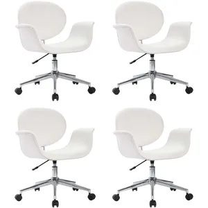 vidaXL Chaises pivotantes à manger lot de 4 blanc similicuir pas cher