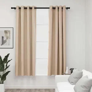 Comparateur de prix : vidaXL Rideaux occultants aspect lin avec oeillets 2pcs beige 140x175cm