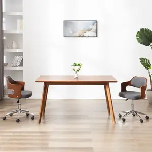 Comparateur de prix : vidaXL Chaise pivotante de bureau Gris Bois courbé et tissu