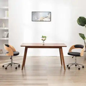 Comparateur de prix : vidaXL Chaise pivotante de bureau Noir Bois courbé et similicuir