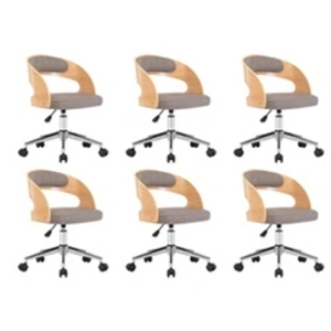 Comparateur de prix : vidaXL Chaises pivotantes à manger lot de 6 taupe bois courbé et tissu