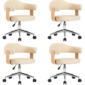 vidaXL Chaises pivotantes à manger lot de 4 crème similicuir pas cher