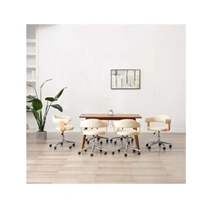 vidaXL Chaises pivotantes à manger lot de 6 crème similicuir pas cher