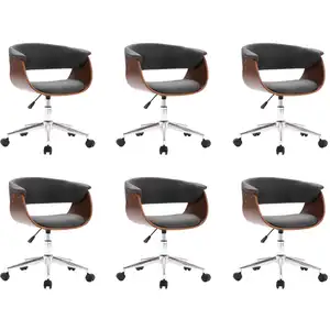 vidaXL Chaises pivotantes à manger lot de 6 gris tissu pas cher