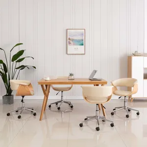 vidaXL Chaises pivotantes à manger lot de 4 crème similicuir pas cher