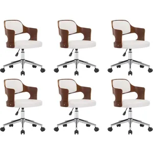 vidaXL Chaises pivotantes à manger lot de 6 bois courbé et similicuir pas cher