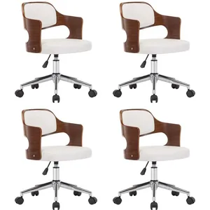 Non communiqué vidaXL Chaises Pivotantes Lot de 4 - Blanc Similicuir pas cher