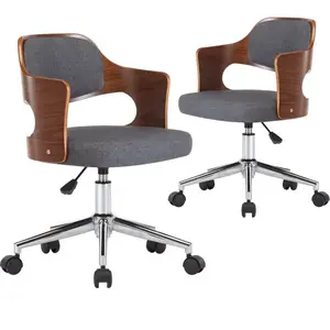 vidaXL Chaises pivotantes à manger lot de 2 gris bois courbé et tissu