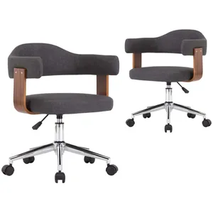 Comparateur de prix : vidaXL Chaises pivotantes à manger lot de 2 gris bois courbé et tissu
