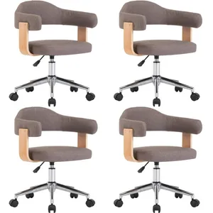 Comparateur de prix : vidaXL Chaises pivotantes à manger lot de 4 taupe bois courbé et tissu