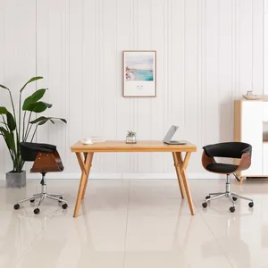 vidaXL Chaises pivotantes à manger lot de 2 noir similicuir pas cher