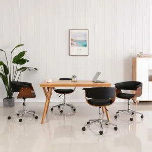 vidaXL Chaises pivotantes à manger lot de 4 Noir Similicuir pas cher