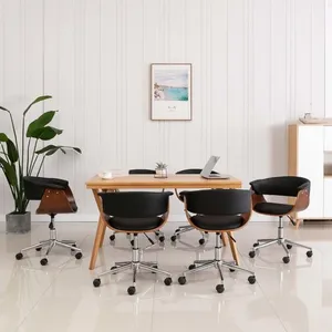 vidaXL Chaises pivotantes à manger lot de 6 noir similicuir pas cher