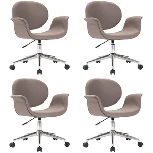 vidaXL Chaises pivotantes à manger lot de 4 taupe tissu pas cher