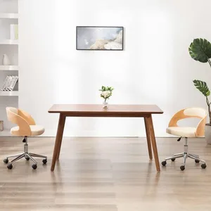 vidaXL Chaises pivotantes à manger lot de 2 bois courbé et similicuir pas cher