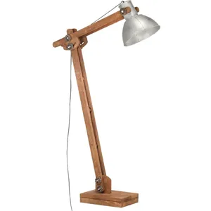 vidaXL Lampadaire Argenté Bois de manguier massif E27 pas cher