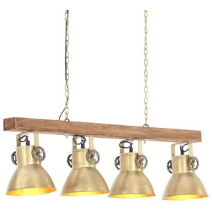 Comparateur de prix : vidaXL Plafonnier industriel Laiton E27 Bois de manguier
