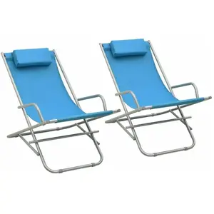 vidaXL Vidaxl Chaises À Bascule Lot De 2 Acier Bleu pas cher