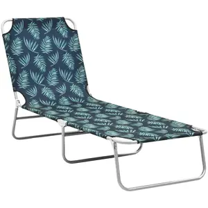 Comparateur de prix : vidaXL Chaise longue pliable acier et tissu motif de feuilles